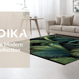 Ultra Soft Area Rug, Non Slip, Stain Resistant, Washable Area Rugs for Living Room, Bedroom, Minimalist Tropical Leaf Arrangement(Green)