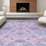 Ultra Soft Area Rug, Non Slip, Stain Resistant, Washable Area Rugs for Living Room, Bedroom, Elegant Antique Geometric Fusion(Purple)