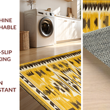 Ultra Soft Area Rug, Non Slip, Stain Resistant, Washable Area Rugs for Living Room, Bedroom, Chic Yellow-Brown Abstract Composition(Yellow)