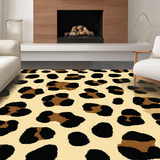 Ultra Soft Area Rug, Non Slip, Stain Resistant, Washable Area Rugs for Living Room, Bedroom, Minimalist Brown Leopard Theme(Beige)