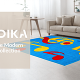Ultra Soft Area Rug, Non Slip, Stain Resistant, Washable Area Rugs for Living Room, Bedroom, Playful Rhythm Inspired Aesthetic(Blue)