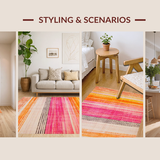 Ultra Soft Area Rug, Non Slip, Stain Resistant, Washable Area Rugs for Living Room, Bedroom, Enchanting Multicolored Sunshine Design(Orange)