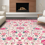 Ultra Soft Area Rug, Non Slip, Stain Resistant, Washable Area Rugs for Living Room, Bedroom, Serene Light Pink Garden Theme(Ivory)
