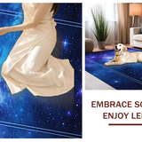 Ultra Soft Area Rug, Non Slip, Stain Resistant, Washable Area Rugs for Living Room, Bedroom, Galactic Whimsical Color Fusion(Blue)