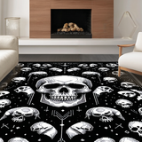 Ultra Soft Area Rug, Non Slip, Stain Resistant, Washable Area Rugs for Living Room, Bedroom, Eerie Halloween Skeleton Motif(Black)