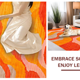 Ultra Soft Area Rug, Non Slip, Stain Resistant, Washable Area Rugs for Living Room, Bedroom, Funky Earth Tones Pattern(Orange)