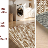 Ultra Soft Area Rug, Non Slip, Stain Resistant, Washable Area Rugs for Living Room, Bedroom, Warm Earth Tone Symmetrical Layout(Brown)