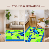 Ultra Soft Area Rug, Non Slip, Stain Resistant, Washable Area Rugs for Living Room, Bedroom, Chic Cartoon Animal Bath Decor(Blue)