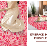 Ultra Soft Area Rug, Non Slip, Stain Resistant, Washable Area Rugs for Living Room, Bedroom, Joyful Seasonal Love Symbolism(Pink)
