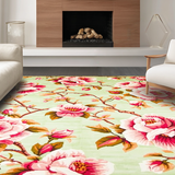 Ultra Soft Area Rug, Non Slip, Stain Resistant, Washable Area Rugs for Living Room, Bedroom, Serene Nature-Inspired Floral Theme(Green)