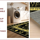 Ultra Soft Area Rug, Non Slip, Stain Resistant, Washable Area Rugs for Living Room, Bedroom, Elegant Black and Gold Print(Black)