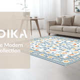 Ultra Soft Area Rug, Non Slip, Stain Resistant, Washable Area Rugs for Living Room, Bedroom, Artistic Flower Pattern with Earthy Hues(White)
