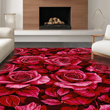 Ultra Soft Area Rug, Non Slip, Stain Resistant, Washable Area Rugs for Living Room, Bedroom, Artistic Plush Floral Interpretation(Red)