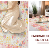 Ultra Soft Area Rug, Non Slip, Stain Resistant, Washable Area Rugs for Living Room, Bedroom, Whimsical Creamy Blossom Pattern(Pink)