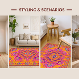 Ultra Soft Area Rug, Non Slip, Stain Resistant, Washable Area Rugs for Living Room, Bedroom, Colorful Geometric Patterned Delight(Yellow)