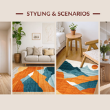 Ultra Soft Area Rug, Non Slip, Stain Resistant, Washable Area Rugs for Living Room, Bedroom, Contemporary Colorful Geometric Expression(Orange)