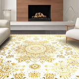 Ultra Soft Area Rug, Non Slip, Stain Resistant, Washable Area Rugs for Living Room, Bedroom, Rustic Circle Elegance(Gold)