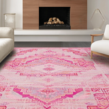 Ultra Soft Area Rug, Non Slip, Stain Resistant, Washable Area Rugs for Living Room, Bedroom, Whimsical Stylish Textured Layers(Pink)