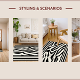 Ultra Soft Area Rug, Non Slip, Stain Resistant, Washable Area Rugs for Living Room, Bedroom, Contemporary Zebra Print Elegance(Black)
