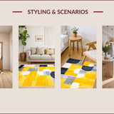 Ultra Soft Area Rug, Non Slip, Stain Resistant, Washable Area Rugs for Living Room, Bedroom, Vibrant Abstract Geometric Artwork(Yellow)