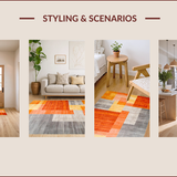 Ultra Soft Area Rug, Non Slip, Stain Resistant, Washable Area Rugs for Living Room, Bedroom, Contemporary Warm Color Fusion(Orange)