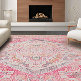 Ultra Soft Area Rug, Non Slip, Stain Resistant, Washable Area Rugs for Living Room, Bedroom, Sophisticated Minimalist Linear Theme(Pink)