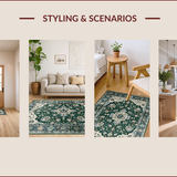 Ultra Soft Area Rug, Non Slip, Stain Resistant, Washable Area Rugs for Living Room, Bedroom, Chic Earthy Tones Abstract Motif(Green)