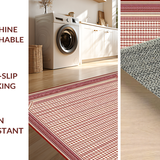 Ultra Soft Area Rug, Non Slip, Stain Resistant, Washable Area Rugs for Living Room, Bedroom, Serene Earthy Tones with Curves(Red)