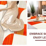 Ultra Soft Area Rug, Non Slip, Stain Resistant, Washable Area Rugs for Living Room, Bedroom, Transitional Soft Tone Geometry(Orange)