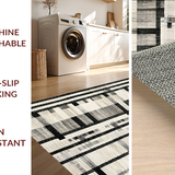 Ultra Soft Area Rug, Non Slip, Stain Resistant, Washable Area Rugs for Living Room, Bedroom, Contemporary Porch Stripe Rug with Sleek Lines and Eye-Catching Contrast Pattern(Gray)