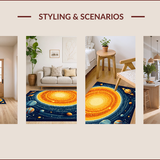 Ultra Soft Area Rug, Non Slip, Stain Resistant, Washable Area Rugs for Living Room, Bedroom, Educational Planet Theme Bedroom Round Carpet(Orange)