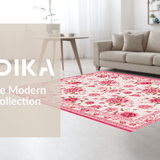 Ultra Soft Area Rug, Non Slip, Stain Resistant, Washable Area Rugs for Living Room, Bedroom, Delicate Soft Pastel Garden Pattern(White)