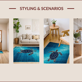 Ultra Soft Area Rug, Non Slip, Stain Resistant, Washable Area Rugs for Living Room, Bedroom, Elegant Ocean-Inspired Motif(Blue)