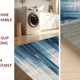 Ultra Soft Area Rug, Non Slip, Stain Resistant, Washable Area Rugs for Living Room, Bedroom, Vintage Inspired Ombre Area Rug with Distressed Blue and Beige Tones(Blue)
