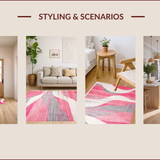 Ultra Soft Area Rug, Non Slip, Stain Resistant, Washable Area Rugs for Living Room, Bedroom, Soft Contemporary Abstract Aesthetics(Pink)