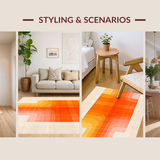 Ultra Soft Area Rug, Non Slip, Stain Resistant, Washable Area Rugs for Living Room, Bedroom, Eclectic Colorful Contemporary Fusion(Orange)