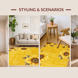 Ultra Soft Area Rug, Non Slip, Stain Resistant, Washable Area Rugs for Living Room, Bedroom, Vibrant Nature-Inspired Design Theme(Yellow)