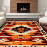 Ultra Soft Area Rug, Non Slip, Stain Resistant, Washable Area Rugs for Living Room, Bedroom, Vintage Artistic Geometric Print(Orange)