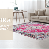 Ultra Soft Area Rug, Non Slip, Stain Resistant, Washable Area Rugs for Living Room, Bedroom, Elegant Soft Pink Lattice Design(Pink)