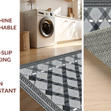 Ultra Soft Area Rug, Non Slip, Stain Resistant, Washable Area Rugs for Living Room, Bedroom, Modern Checkerboard Visual Appeal(Black)