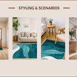 Ultra Soft Area Rug, Non Slip, Stain Resistant, Washable Area Rugs for Living Room, Bedroom, Elegant Modern Grey Swirls(Blue)