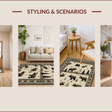 Ultra Soft Area Rug, Non Slip, Stain Resistant, Washable Area Rugs for Living Room, Bedroom, Vintage Lodge Natural Aesthetic(Brown)