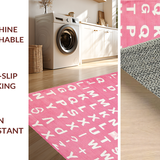 Ultra Soft Area Rug, Non Slip, Stain Resistant, Washable Area Rugs for Living Room, Bedroom, Whimsical Pink Lettered Soft Texture(Pink)