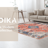 Ultra Soft Area Rug, Non Slip, Stain Resistant, Washable Area Rugs for Living Room, Bedroom, Chic Coral and Beige Harmony(Orange)