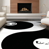Ultra Soft Area Rug, Non Slip, Stain Resistant, Washable Area Rugs for Living Room, Bedroom, Playful Abstract Kitty Motif(Black)