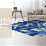 Ultra Soft Area Rug, Non Slip, Stain Resistant, Washable Area Rugs for Living Room, Bedroom, Vivid Abstract Geometric Composition(Blue)