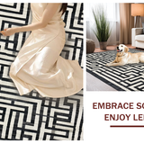 Ultra Soft Area Rug, Non Slip, Stain Resistant, Washable Area Rugs for Living Room, Bedroom, Monochromatic Maze: Modern Black And White Striped Rug(Black)
