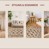 Ultra Soft Area Rug, Non Slip, Stain Resistant, Washable Area Rugs for Living Room, Bedroom, Contemporary Earthy Patterned Aesthetic(Beige)