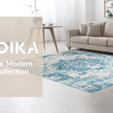 Ultra Soft Area Rug, Non Slip, Stain Resistant, Washable Area Rugs for Living Room, Bedroom, Whimsical Light Blue Curved Patterns(Blue)