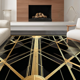 Ultra Soft Area Rug, Non Slip, Stain Resistant, Washable Area Rugs for Living Room, Bedroom, Sophisticated Black and Gold Fusion(Gold)